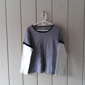 ladies navy-white stripe tee shirt, soft cotton, Northern Reflections, XL, new